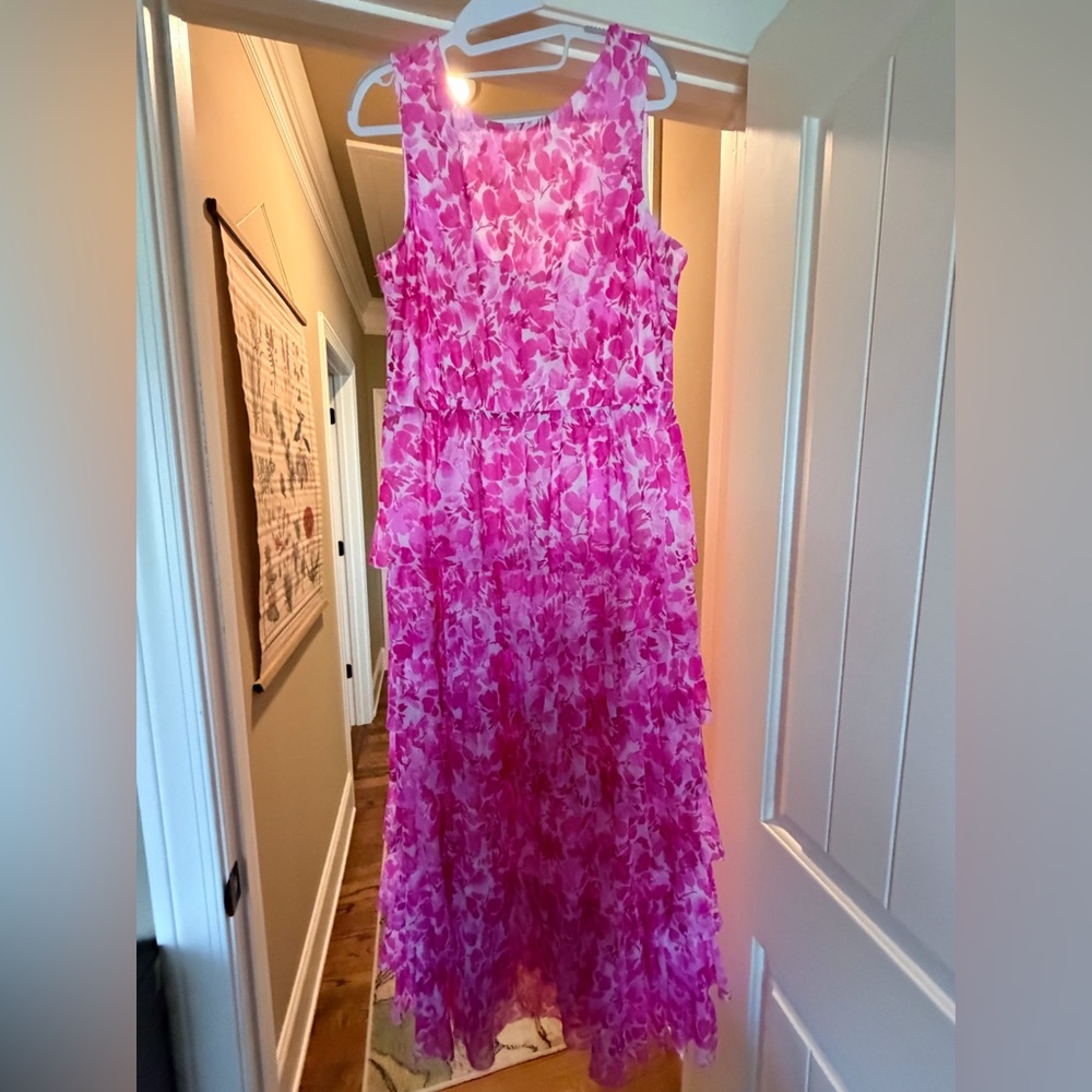 Vince Camuto Pink Floral Midi Dress
